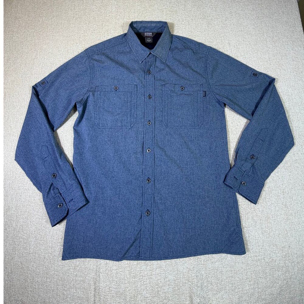 Outdoor Research Wayward Men Small Blue Long Sleeve Hiking Travel Shirt Outdoor